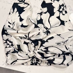 Zara Black and White Smocked Halter Top